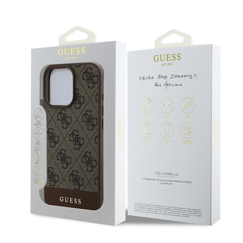 Apple iPhone 16 Pro Case Guess Original Licensed PU Leather Stripe Logo Design Cover - 18