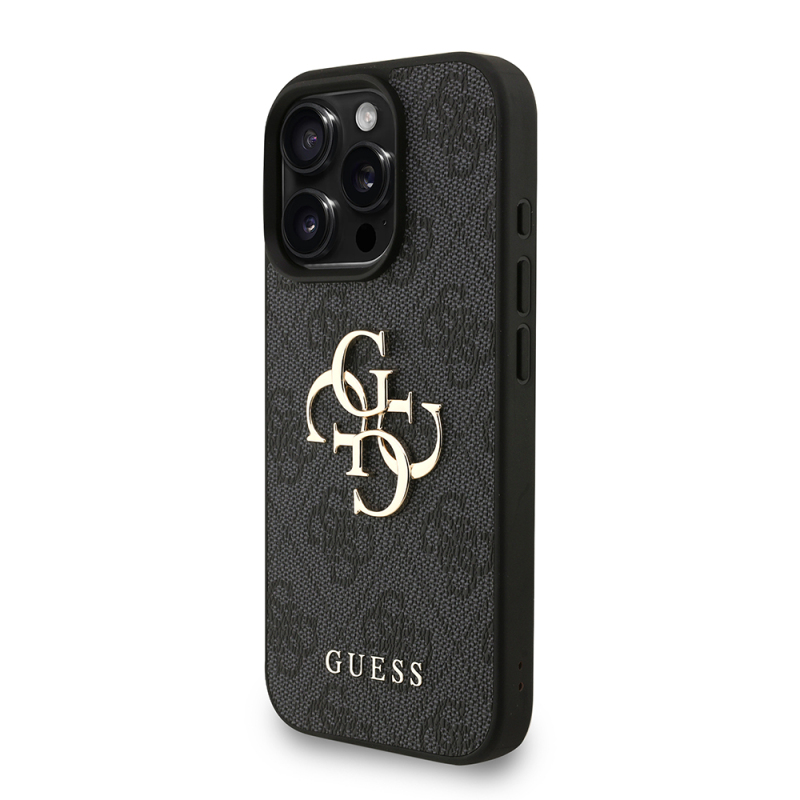 Apple iPhone 16 Pro Case Guess Original Licensed PU Leather Wrist Strap Rope Metal Large 4G and Text Logo Cover - 20