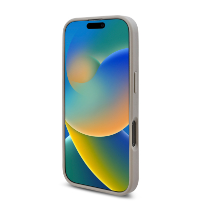 Apple iPhone 16 Pro Case Guess Original Licensed Stone Back Surface Triangle Logo Cover - 23