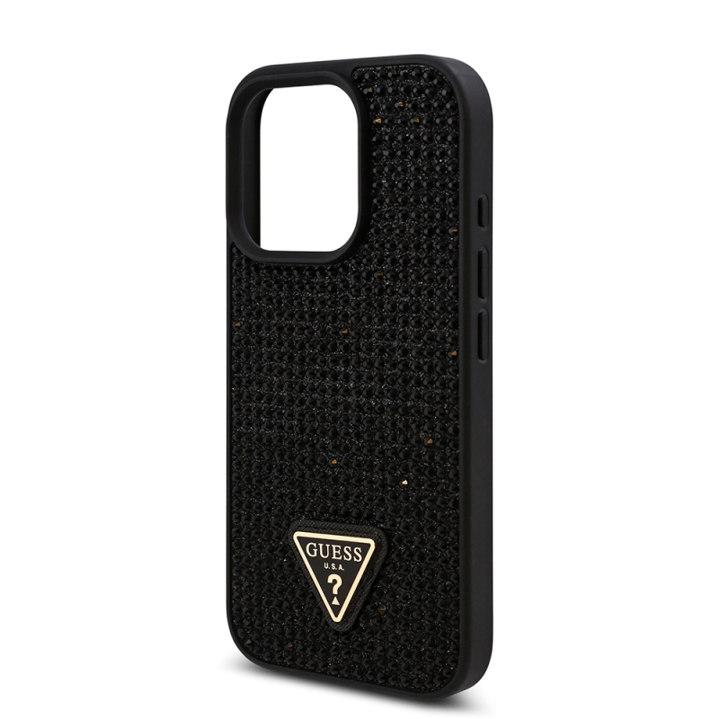 Apple iPhone 16 Pro Case Guess Original Licensed Stone Back Surface Triangle Logo Cover - 31