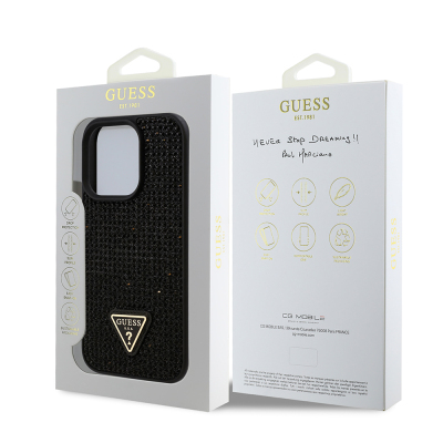 Apple iPhone 16 Pro Case Guess Original Licensed Stone Back Surface Triangle Logo Cover - 33