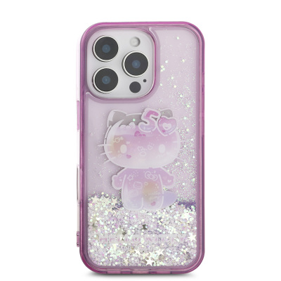 Apple iPhone 16 Pro Case Hello Kitty Original Licensed Liquid Glitter 50th Anniversary Party Cover - 4