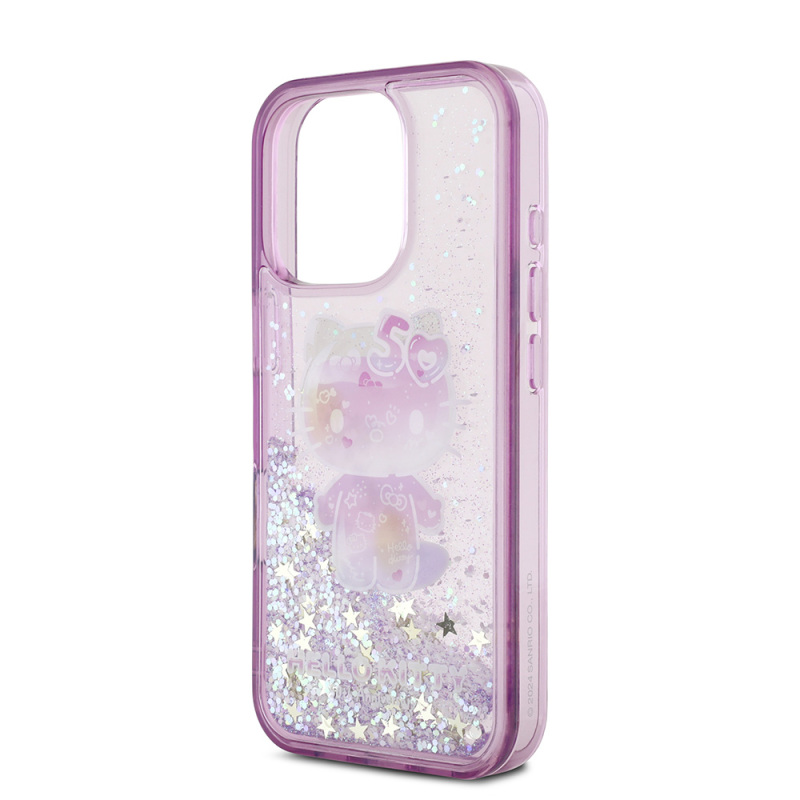 Apple iPhone 16 Pro Case Hello Kitty Original Licensed Liquid Glitter 50th Anniversary Party Cover - 7