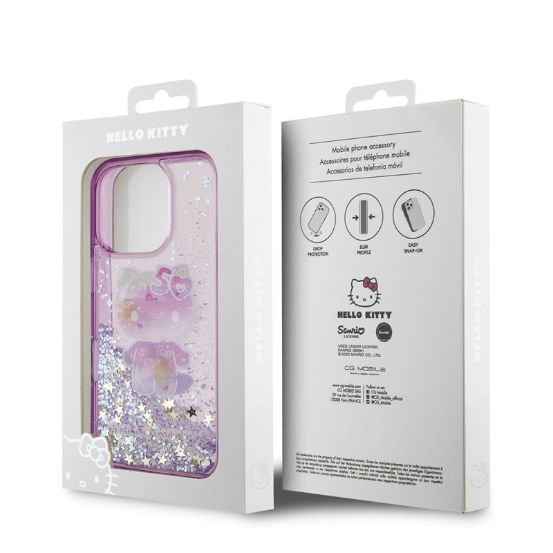 Apple iPhone 16 Pro Case Hello Kitty Original Licensed Liquid Glitter 50th Anniversary Party Cover - 9