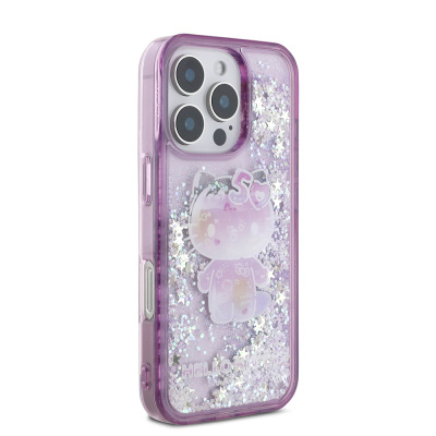 Apple iPhone 16 Pro Case Hello Kitty Original Licensed Liquid Silvery 50th Anniversary Party Cover - 5