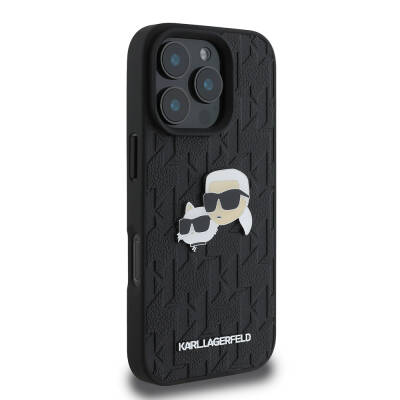 Apple iPhone 16 Pro Case Karl Lagerfeld Original Licensed K&C Heads Monogram Pin Cover - 5