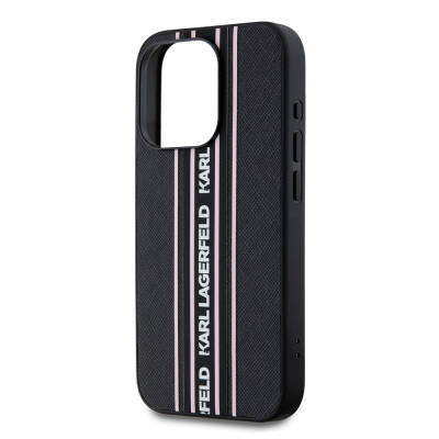 Apple iPhone 16 Pro Case Karl Lagerfeld Original Licensed Strap Saffiano Athleisure Striped Cover - 5