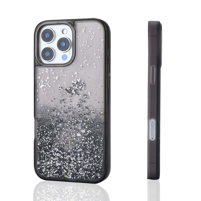 Apple iPhone 16 Pro Case Liquid Silvery Transparent Back Surface Zore Keto Silicone Cover - 5
