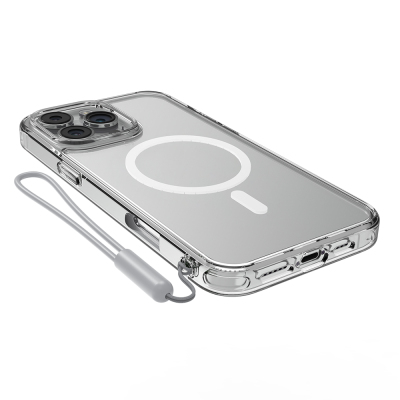 Apple iPhone 16 Pro Case Magsafe Charging Feature Raptic Crystal MagSafe Series Transparent Cover - 8