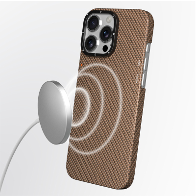 Apple iPhone 16 Pro Case Magsafe Charging Featured Aramid Fiber Youngkit 1500D Extreme Wing Titanium-Gold Series Cover - 5