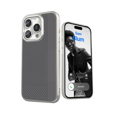 Apple iPhone 16 Pro Case Magsafe Charging Featured Carbon Fiber Patterned Mutural Montage Cover - 4