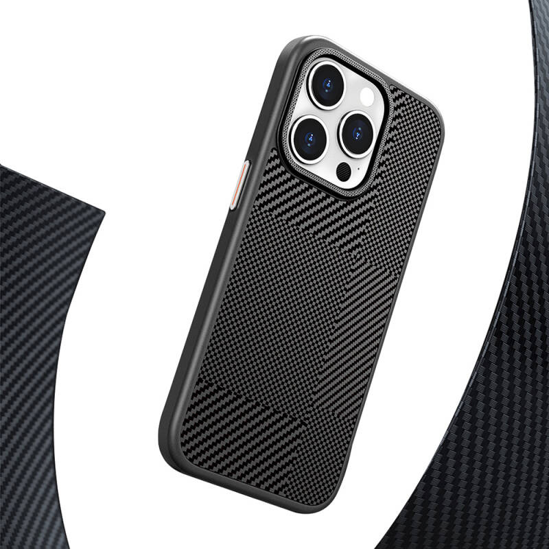 Apple iPhone 16 Pro Case Magsafe Charging Featured Carbon Fiber Patterned Mutural Montage Cover - 5