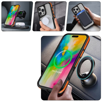 Apple iPhone 16 Pro Case Magsafe Charging Featured Colorful Edge Airbag Striped Zore Lamer Cover - 10