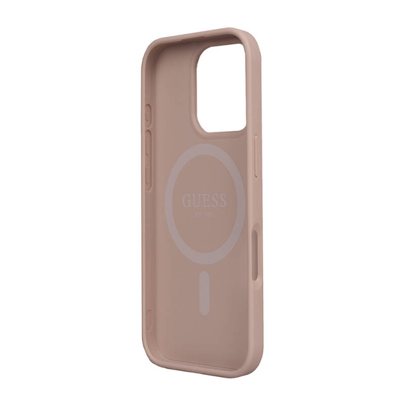 Apple iPhone 16 Pro Case Magsafe Charging Featured Guess Original Licensed Small 4G Classic Cover - 5