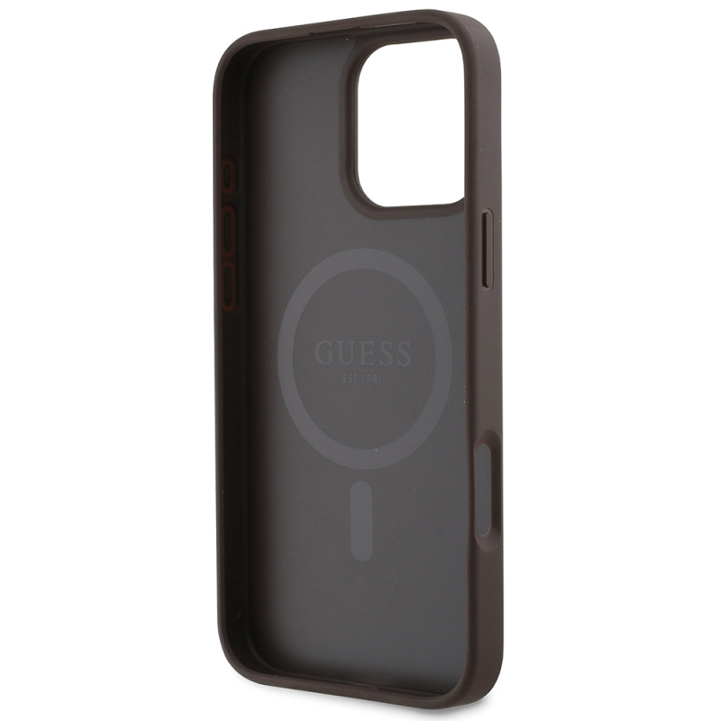 Apple iPhone 16 Pro Case Magsafe Charging Featured Guess Original Licensed Small 4G Classic Cover - 21