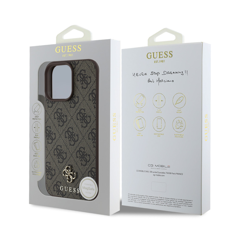 Apple iPhone 16 Pro Case Magsafe Charging Featured Guess Original Licensed Small 4G Classic Cover - 22