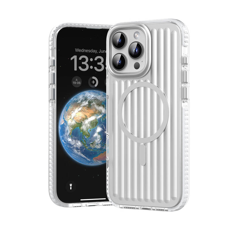 Apple iPhone 16 Pro Case Magsafe Charging Featured Hollow Design Mutural Bumpy Clear Cover - 3