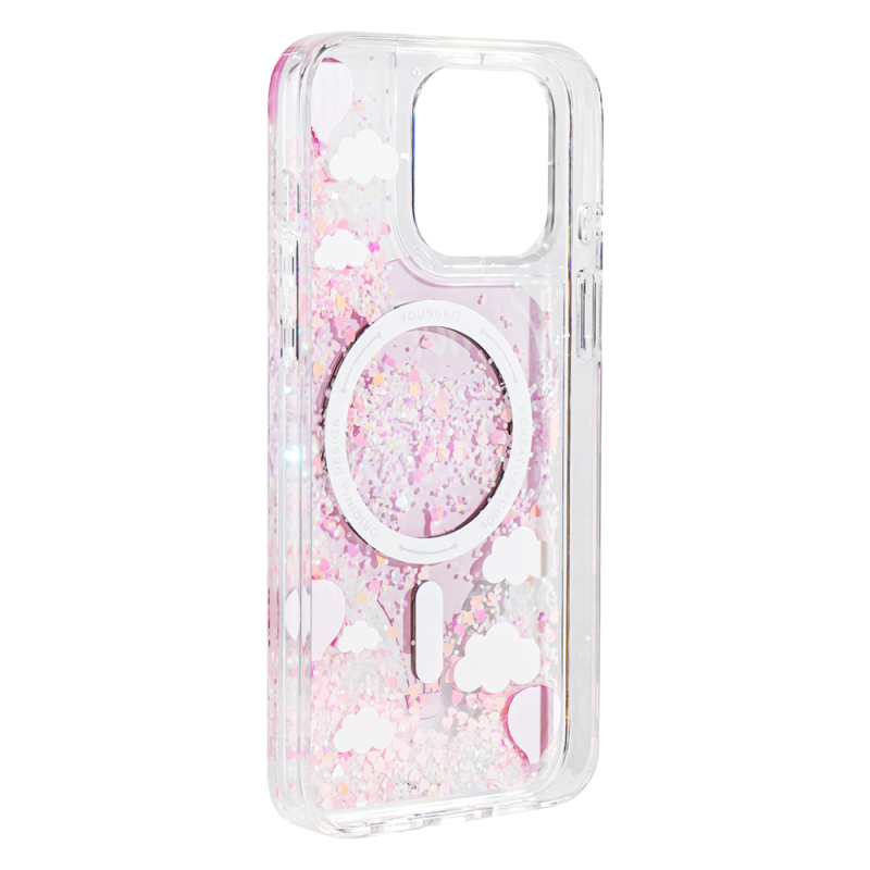 Apple iPhone 16 Pro Case Magsafe Charging Featured Shiny Sand Liquid Youngkit Pink Dream Quicksand Series Cover - 11