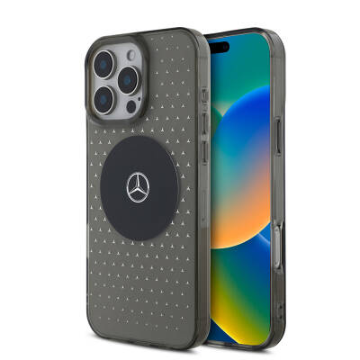 Apple iPhone 16 Pro Case Mercedes Benz Original Licensed Magsafe Charging Feature Star Patterned Transparent Cover - 2