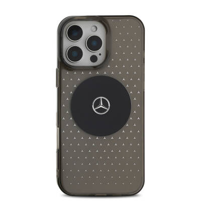 Apple iPhone 16 Pro Case Mercedes Benz Original Licensed Magsafe Charging Feature Star Patterned Transparent Cover - 4