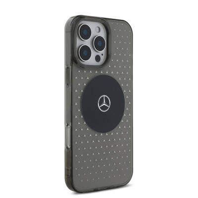 Apple iPhone 16 Pro Case Mercedes Benz Original Licensed Magsafe Charging Feature Star Patterned Transparent Cover - 5