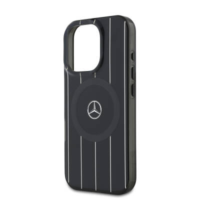 Apple iPhone 16 Pro Case Mercedes Benz Original Licensed Magsafe Charging Featured Double Layer Parallel Line Patterned Cover - 6