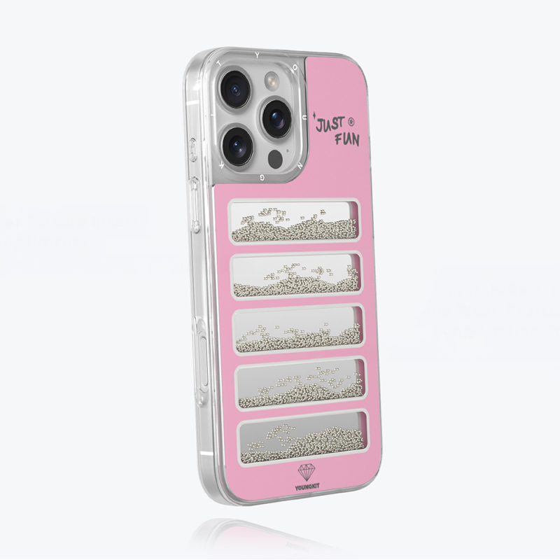 Apple iPhone 16 Pro Case Mirrored and Beaded Design Youngkit Jump Series Cover - 9