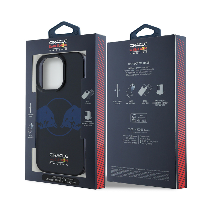Apple iPhone 16 Pro Case Redbull Original Licensed Magsafe Charging Featured IML Double Bull Printed Hard PC Cover - 9