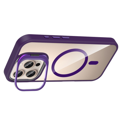 Apple iPhone 16 Pro Case Stand and Camera Lens Gift M-Safe Charging Feature Zore Etro Cover - 11