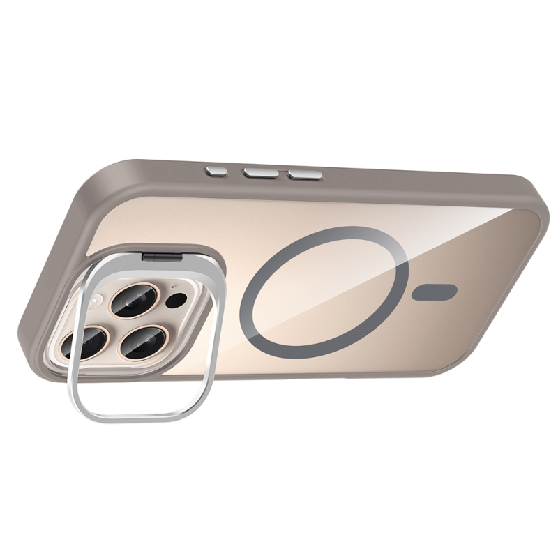 Apple iPhone 16 Pro Case Stand and Camera Lens Gift M-Safe Charging Feature Zore Etro Cover - 19