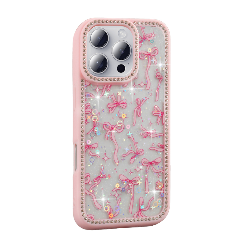 Apple iPhone 16 Pro Case Stone and Glitter Design Zore Azra Cover - 7