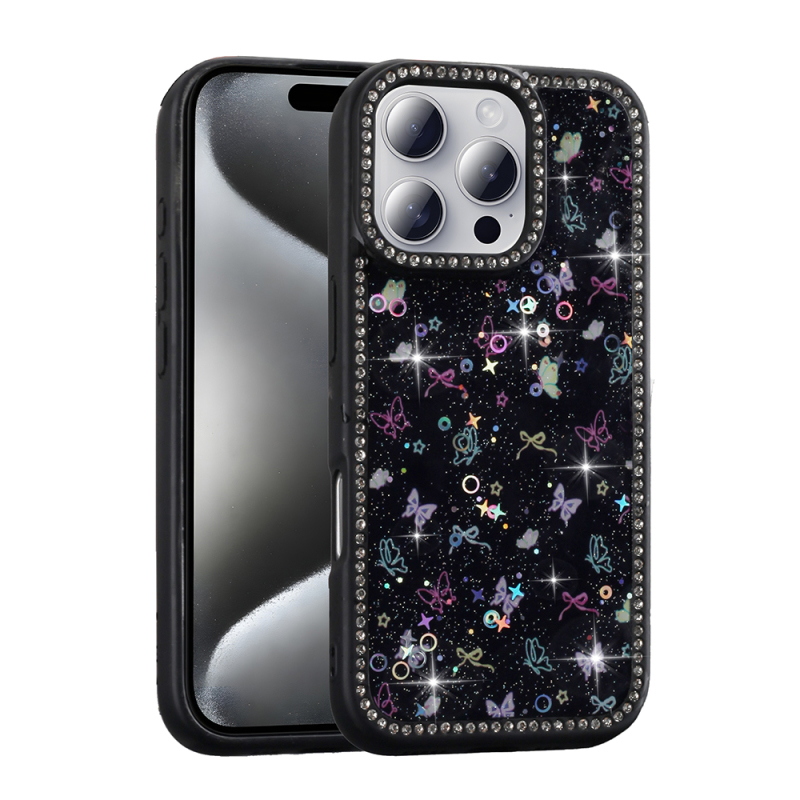 Apple iPhone 16 Pro Case Stone and Glitter Design Zore Azra Cover - 3