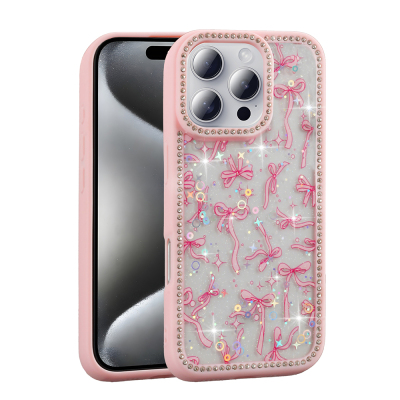 Apple iPhone 16 Pro Case Stone and Glitter Design Zore Azra Cover - 4