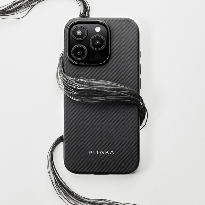 Apple iPhone 16 Pro Case with M-safe Charging Feature Aramid Fiber Pitaka Military-Grade Classic Series New Logo Black-Grey Twill Cover - 14