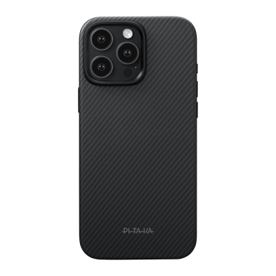 Apple iPhone 16 Pro Case with M-safe Charging Feature Aramid Fiber Pitaka Military-Grade Classic Series New Logo Black-Grey Twill Cover - 1