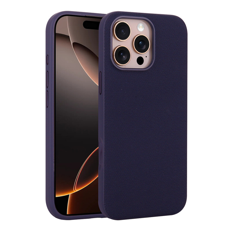 Apple iPhone 16 Pro Case with M-Safe Charging Feature, Fabric Design, Zore Miami Hard PC Cover - 5