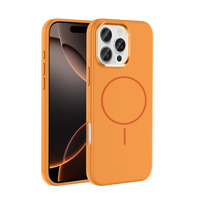 Apple iPhone 16 Pro Case with M-Safe Charging Feature, Metal Camera Frame, Zore Edi Silicone Cover - 6