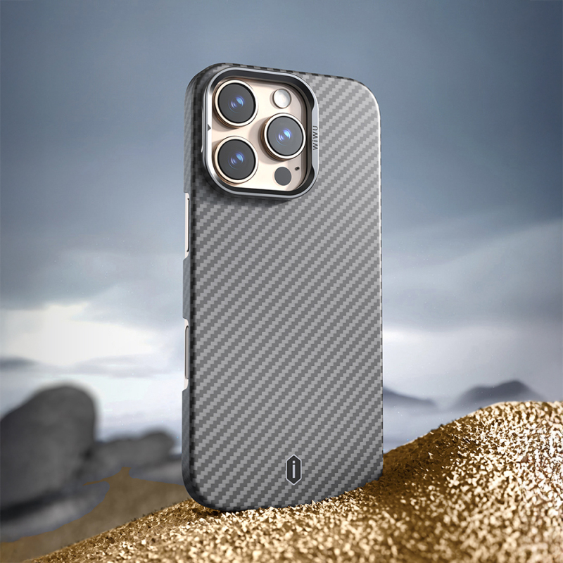 Apple iPhone 16 Pro Case Wiwu DCC-206 Magsafe Charging Feature Camera Stand Aramid Fiber Design Cover - 12
