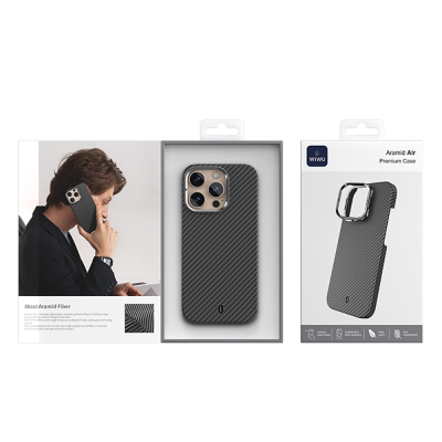 Apple iPhone 16 Pro Case Wiwu DCC-206 Magsafe Charging Feature Camera Stand Aramid Fiber Design Cover - 14