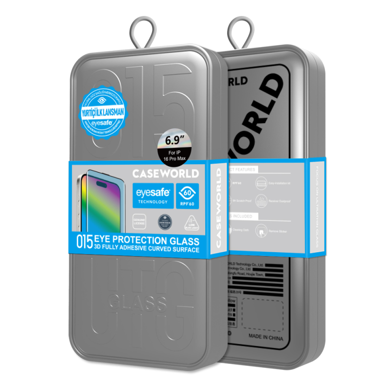 Apple iPhone 16 Pro CaseWorld 3D Eyesafe Blue Light Technology 0.15mm Tempered Glass Screen Protector + Application Tool - 7