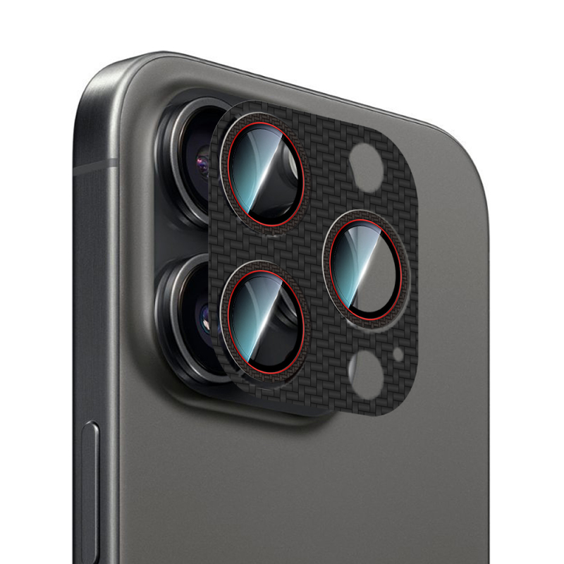 Apple iPhone 16 Pro CaseWorld Karbon Fiber Serisi Anti Reflective Ultra Clear Full Kamera Lens Koruyucu - 1