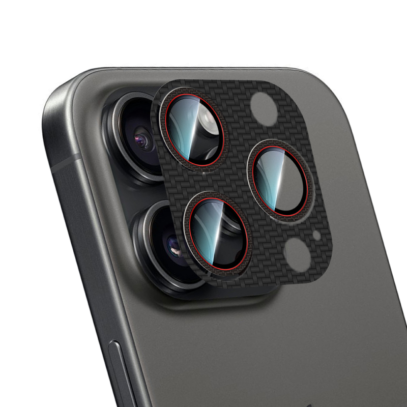 Apple iPhone 16 Pro CaseWorld Karbon Fiber Serisi Anti Reflective Ultra Clear Full Kamera Lens Koruyucu - 3