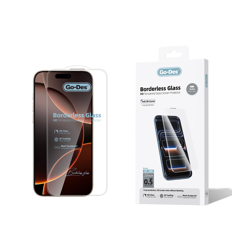 Apple iPhone 16 Pro Go Des Borderless Tempered Glass Screen Protector - 1