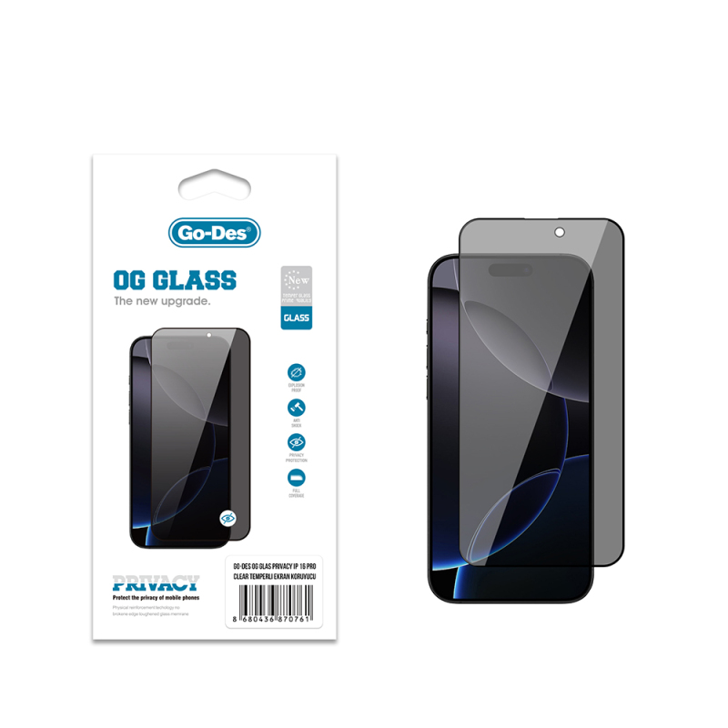 Apple iPhone 16 Pro Go Des OG Glass Privacy Antistatik Temperli Cam Ekran Koruyucu - 2