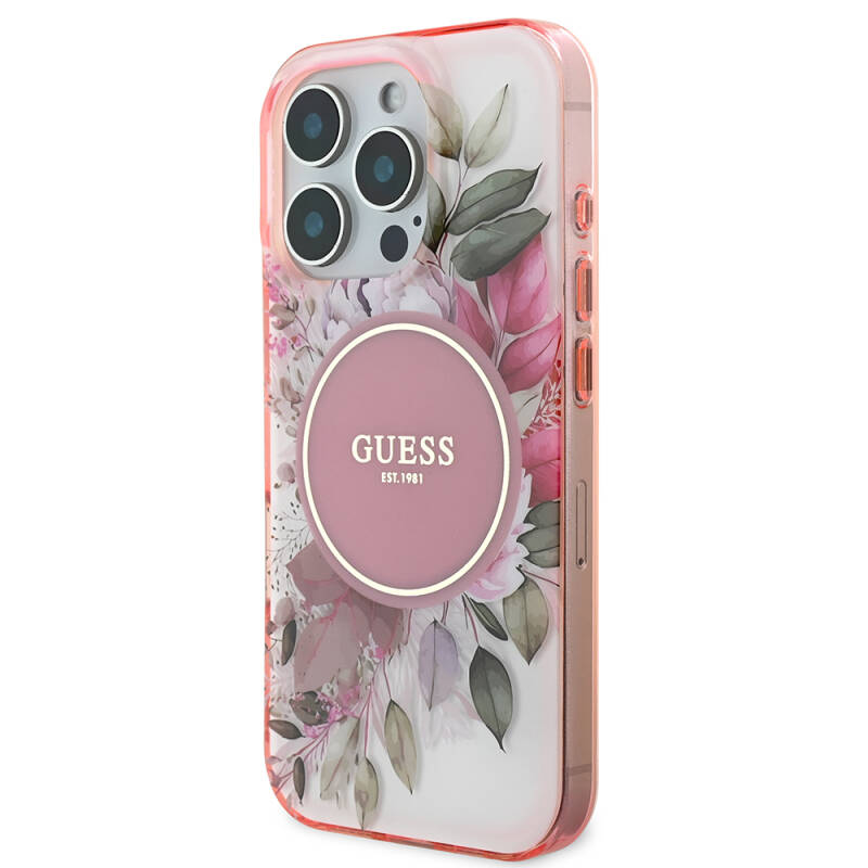 Apple iPhone 16 Pro Guess Original Licensed Magsafe Charging Feature Flower Tonal Circle Cover - 12