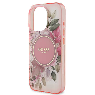 Apple iPhone 16 Pro Guess Original Licensed Magsafe Charging Feature Flower Tonal Circle Cover - 16