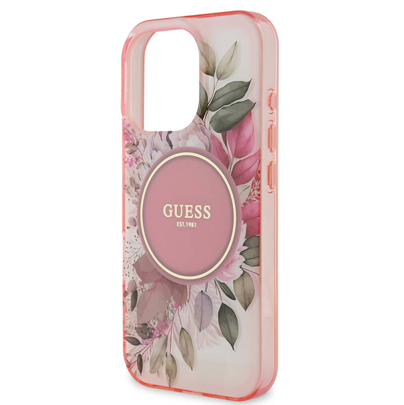 Apple iPhone 16 Pro Guess Original Licensed Magsafe Charging Feature Flower Tonal Circle Cover - 16