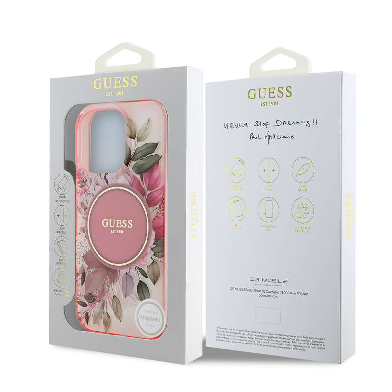 Apple iPhone 16 Pro Guess Original Licensed Magsafe Charging Feature Flower Tonal Circle Cover - 18