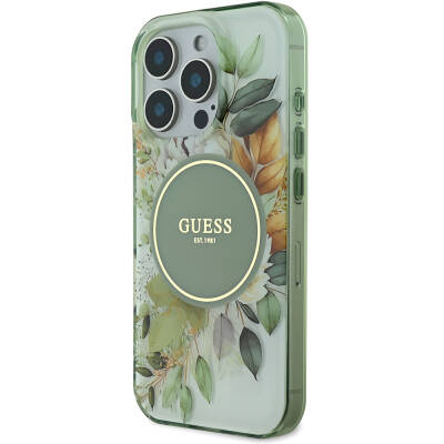 Apple iPhone 16 Pro Guess Original Licensed Magsafe Charging Feature Flower Tonal Circle Cover - 21