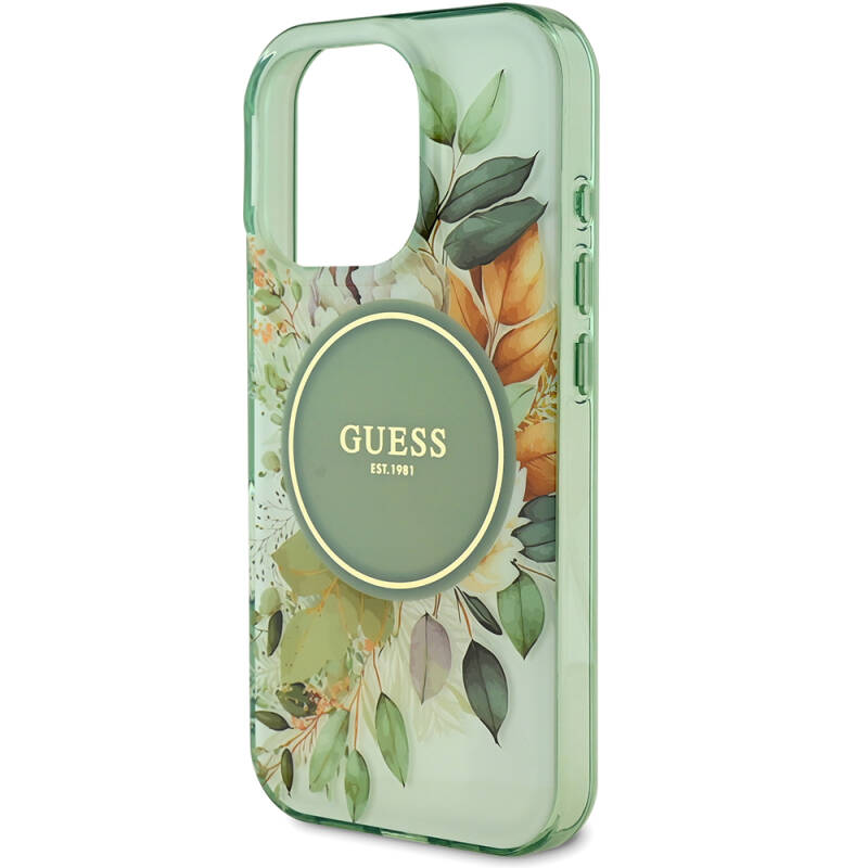 Apple iPhone 16 Pro Guess Original Licensed Magsafe Charging Feature Flower Tonal Circle Cover - 25